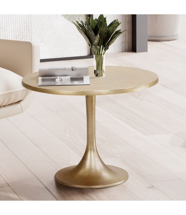 Wohnling salontafel metaal goud 60x60x46,5 cm salontafel aluminium, design woonkamertafel rond, kleine salontafel modern, bijzettafel woonkamer