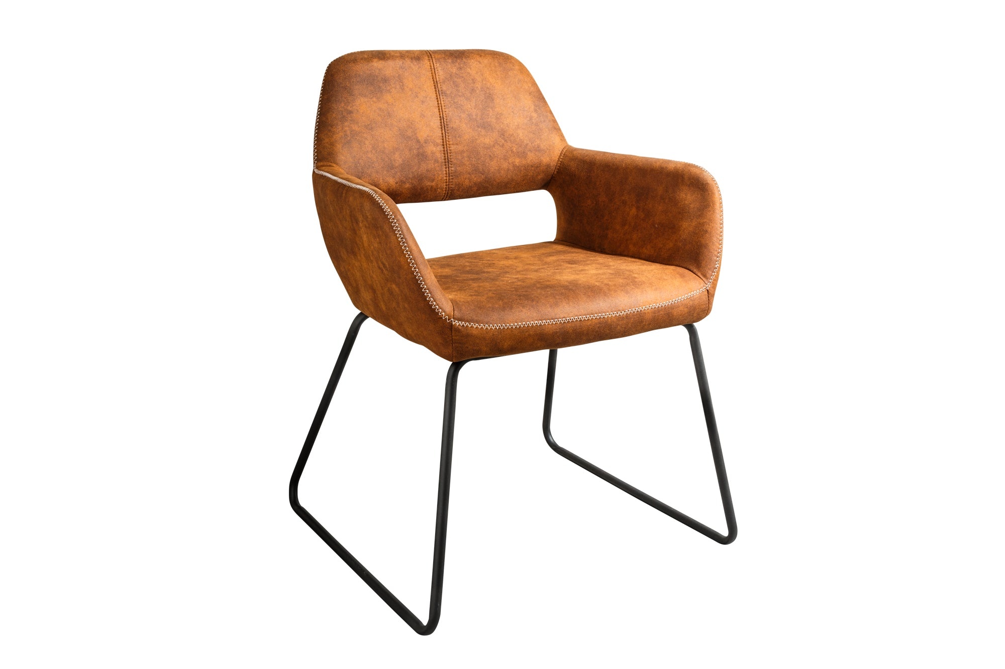 Stoel MUSTANG met armleuningen microvezel antiek bruin - 38387