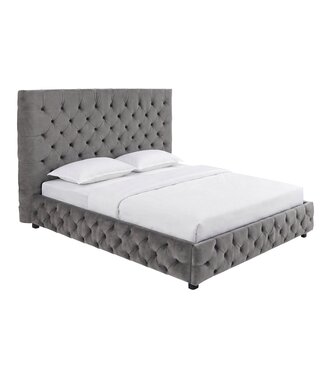 Invicta Interior Bed PARIS CHESTERFIELD 180x200cm fluweel grijs - 39992