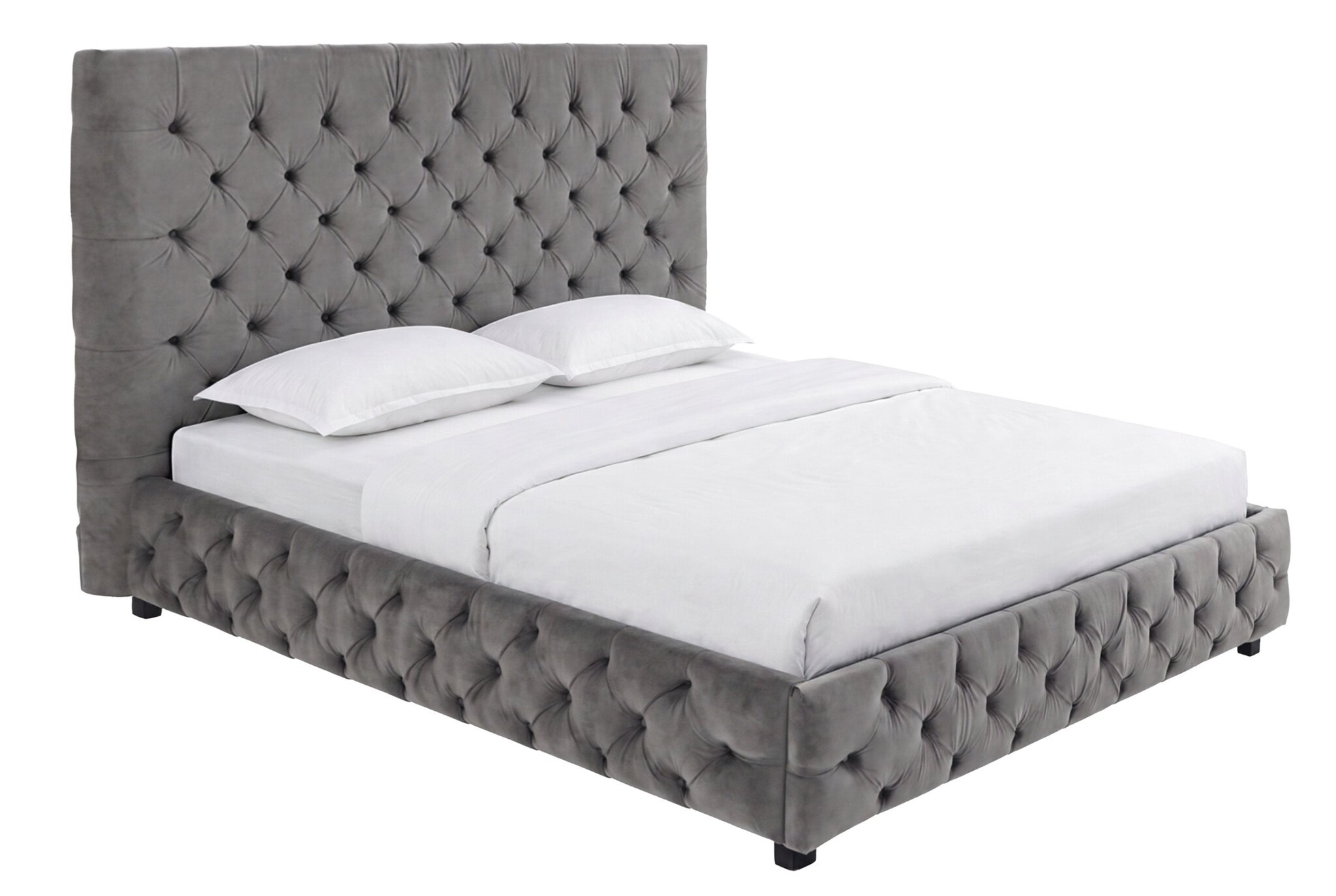 Bed PARIS CHESTERFIELD 180x200cm fluweel grijs - 39992