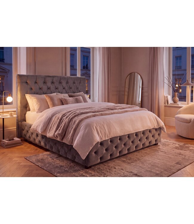 Invicta Interior Bed PARIS CHESTERFIELD 180x200cm fluweel grijs - 39992