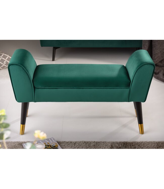 Invicta Interior Zitbank SCARLETT 90cm fluweel smaragdgroen - 40406