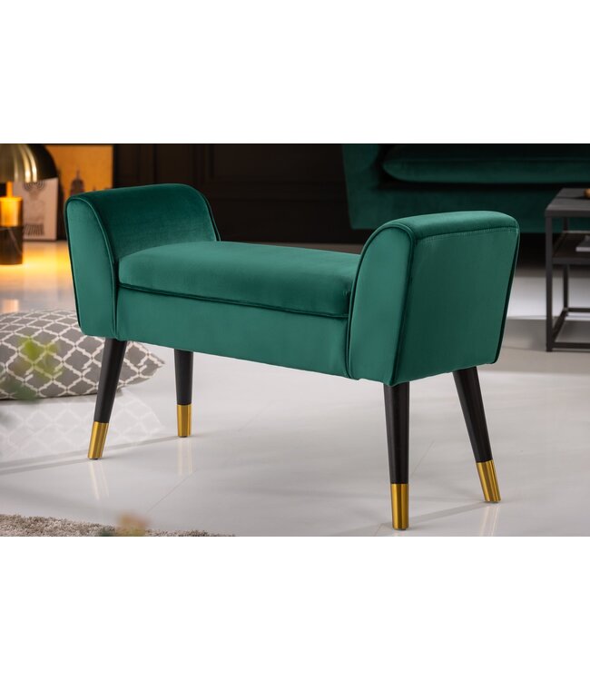 Invicta Interior Zitbank SCARLETT 90cm fluweel smaragdgroen - 40406