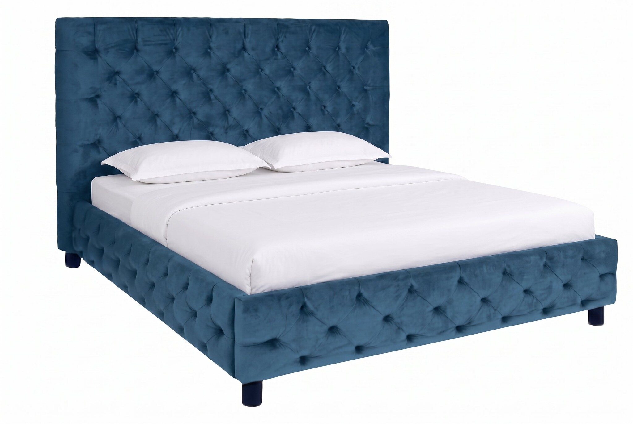 Bed PARIS CHESTERFIELD 180x200cm fluweel donkerblauw - 40556