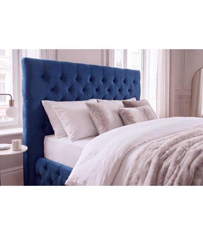 Invicta Interior Bed PARIS CHESTERFIELD 180x200cm fluweel donkerblauw - 40556