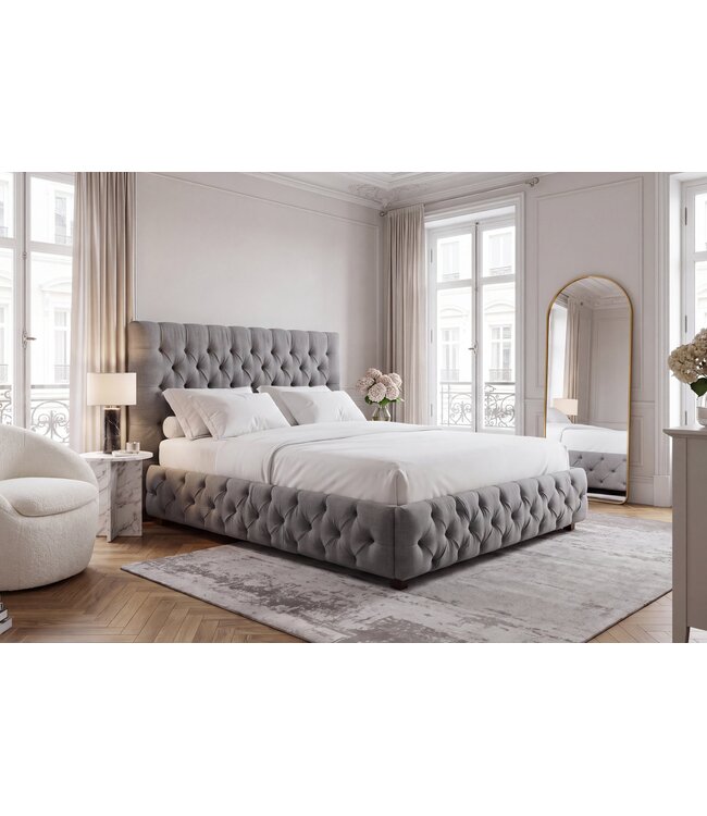 Invicta Interior Bed PARIS CHESTERFIELD 180x200cm linnen grijs - 41327