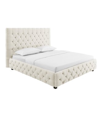 Invicta Interior Bed PARIS CHESTERFIELD 180x200cm linnen stof beige - 41328