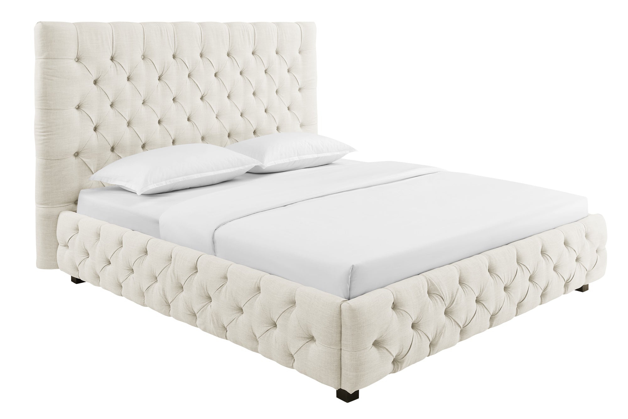 Bed PARIS CHESTERFIELD 180x200cm linnen stof beige - 41328