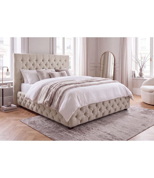 Invicta Interior Bed PARIS CHESTERFIELD 180x200cm linnen stof beige - 41328