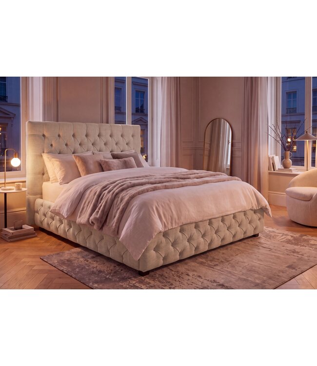 Invicta Interior Bed PARIS CHESTERFIELD 180x200cm linnen stof beige - 41328