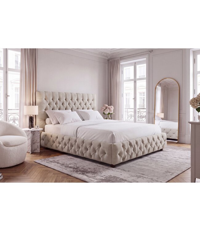Invicta Interior Bed PARIS CHESTERFIELD 180x200cm linnen stof beige - 41328