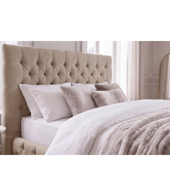 Invicta Interior Bed PARIS CHESTERFIELD 180x200cm linnen stof beige - 41328