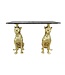 Invicta Interior Sidetable PANTHER 105cm goudkleurig metaal met marmeren blad - 45029
