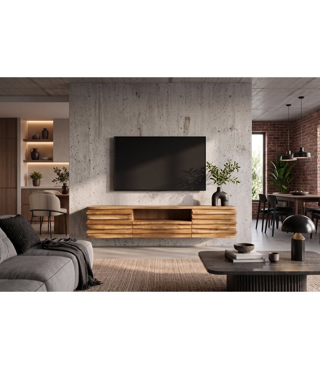 Invicta Interior TV-lowboard RELIEF 200cm hangend acaciahout naturel - 45795