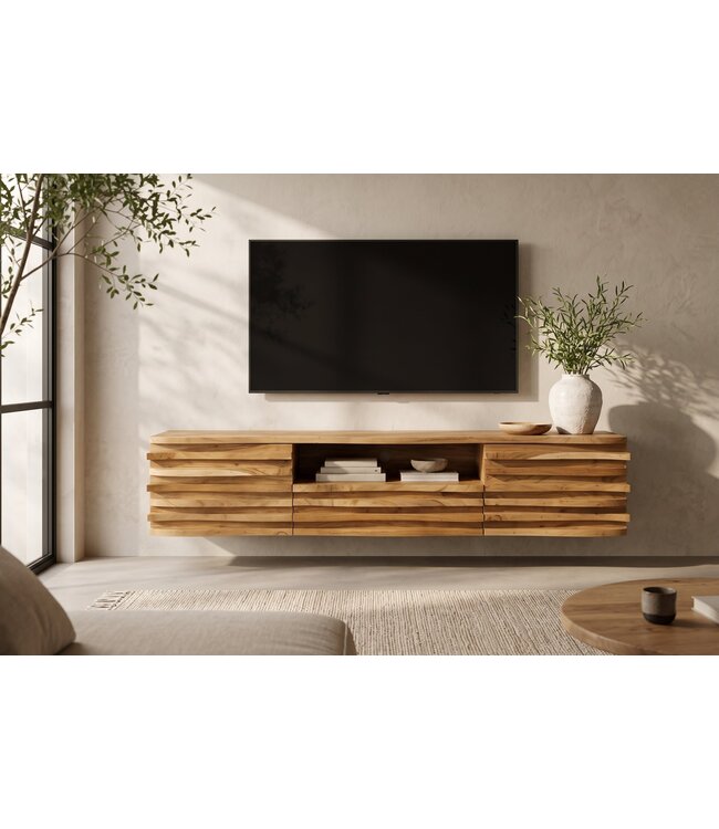 Invicta Interior TV-lowboard RELIEF 200cm hangend acaciahout naturel - 45795