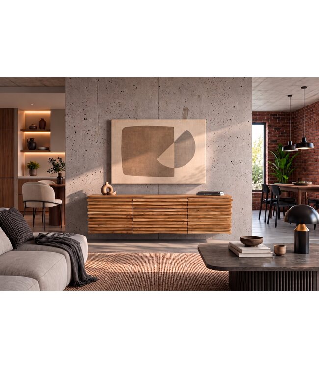 Invicta Interior Hangend Dressoir RELIEF 175cm acacia hout naturel - 45796
