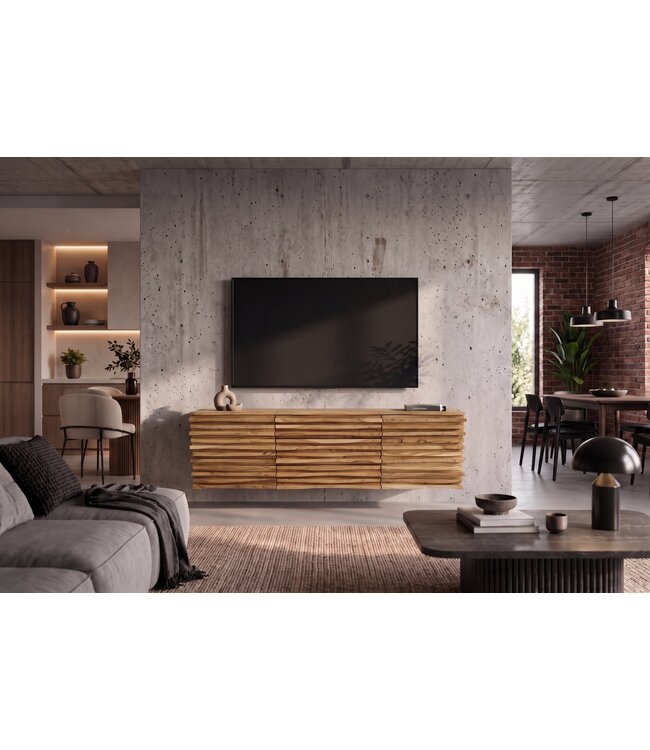 Invicta Interior Hangend Dressoir RELIEF 175cm acacia hout naturel - 45796