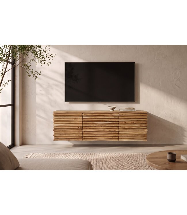 Invicta Interior Hangend Dressoir RELIEF 175cm acacia hout naturel - 45796