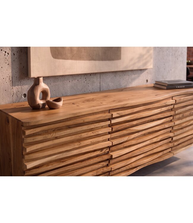 Invicta Interior Hangend Dressoir RELIEF 175cm acacia hout naturel - 45796