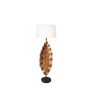 Invicta Interior Vloerlamp LEAF 130cm met stofkap teak wit naturel - 46938