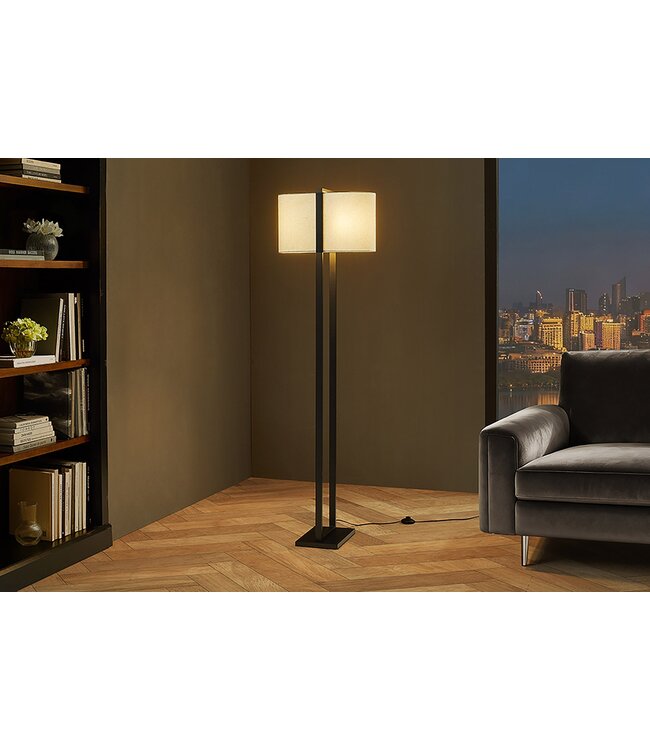 Invicta Interior Vloerlamp COLLEEN 160cm metaal zwart met witte lampenkap - 47903
