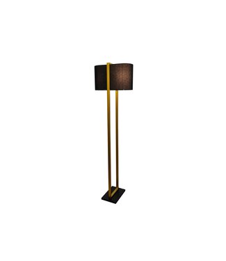 Invicta Interior Floor lamp COLLEEN 160cm metal gold w/ black base and lampshade