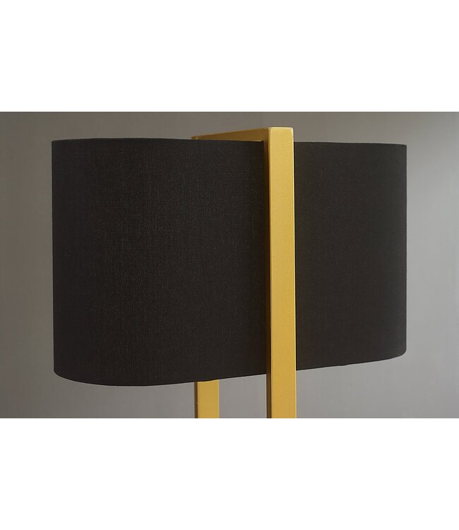 Invicta Interior Floor lamp COLLEEN 160cm metal gold w/ black base and lampshade