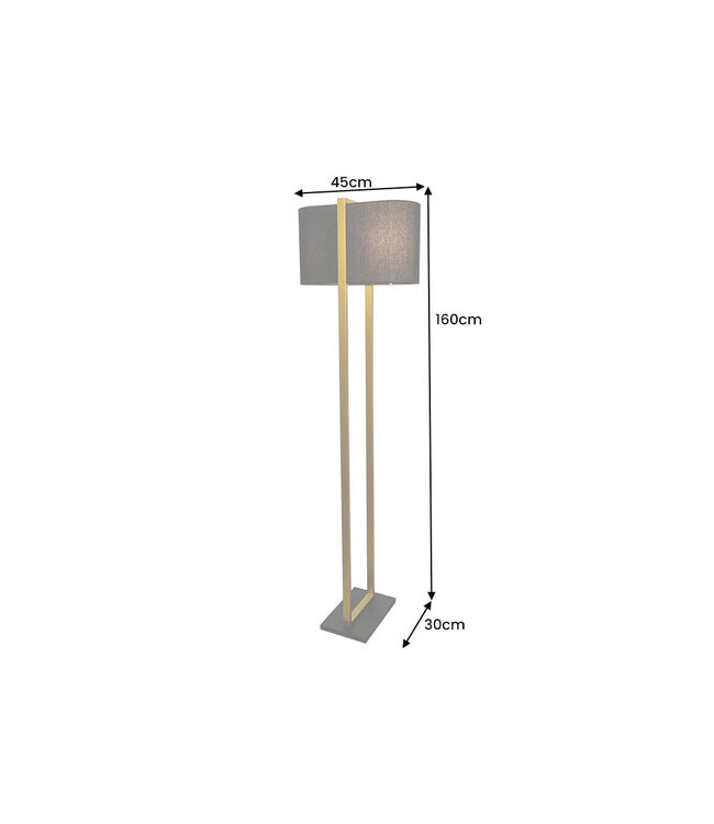 Invicta Interior Floor lamp COLLEEN 160cm metal gold w/ black base and lampshade