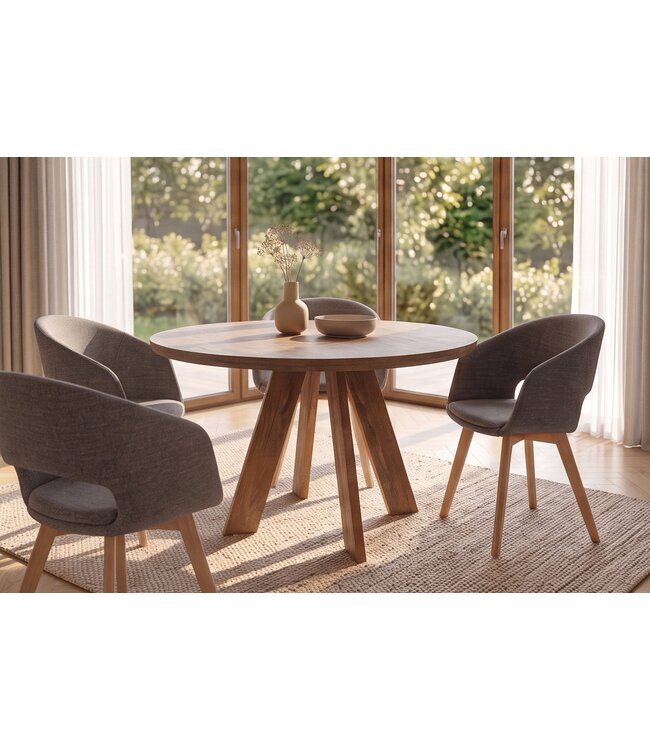 Invicta Interior Eettafel ART WOOD 100cm rond mangohout bruin - 48351