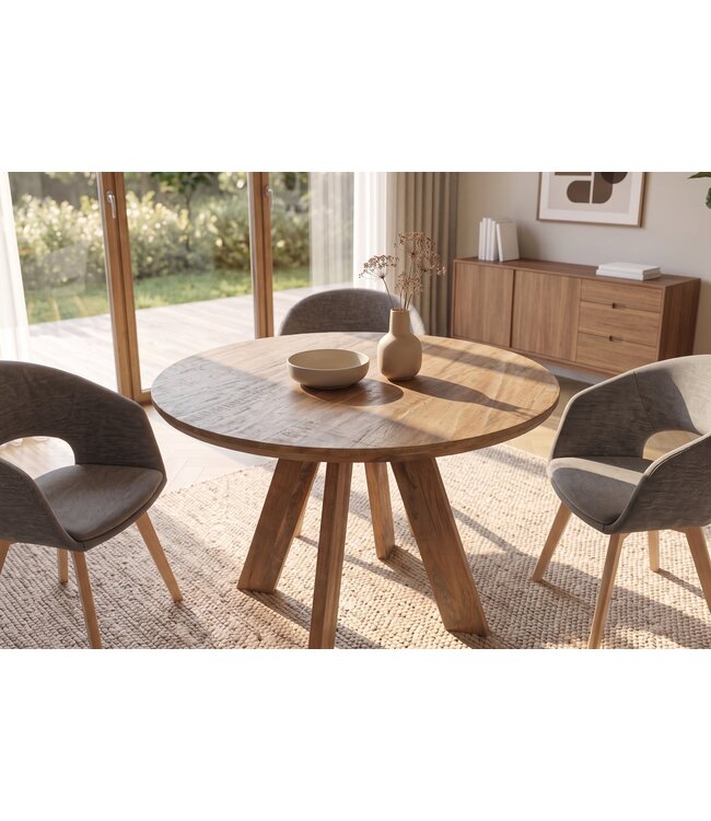 Invicta Interior Eettafel ART WOOD 100cm rond mangohout bruin - 48351