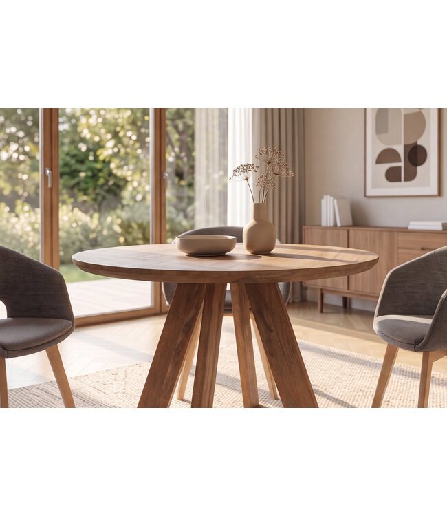 Invicta Interior Eettafel ART WOOD 100cm rond mangohout bruin - 48351