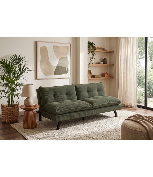 Invicta Interior Slaapbank COCOONING 190cm 3-zitter cord groen - 48470