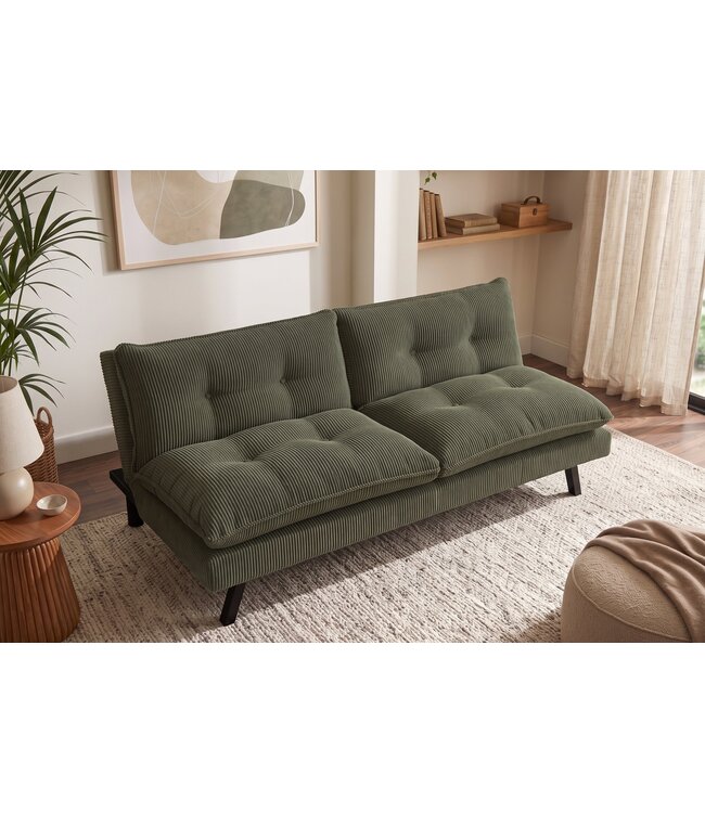 Invicta Interior Slaapbank COCOONING 190cm 3-zitter cord groen - 48470