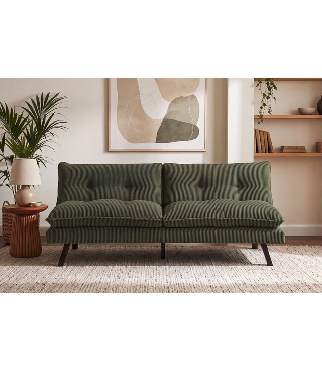 Invicta Interior Slaapbank COCOONING 190cm 3-zitter cord groen - 48470