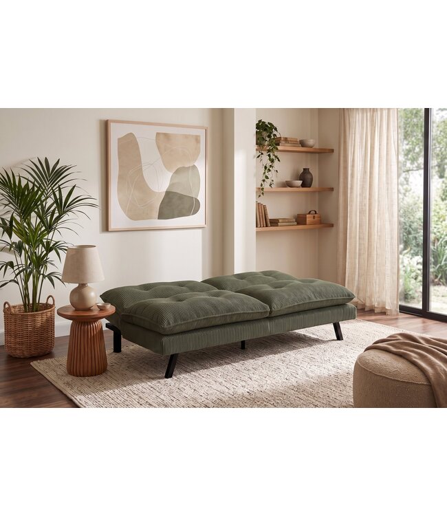Invicta Interior Slaapbank COCOONING 190cm 3-zitter cord groen - 48470