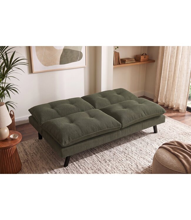 Invicta Interior Slaapbank COCOONING 190cm 3-zitter cord groen - 48470