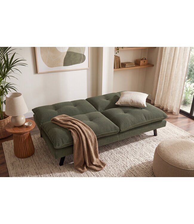Invicta Interior Slaapbank COCOONING 190cm 3-zitter cord groen - 48470