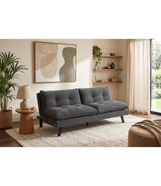 Invicta Interior Slaapbank COCOONING 190cm 3-zits grijs cord - 48471