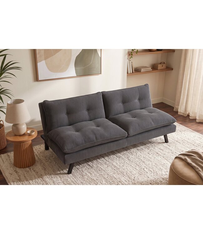 Invicta Interior Slaapbank COCOONING 190cm 3-zits grijs cord - 48471