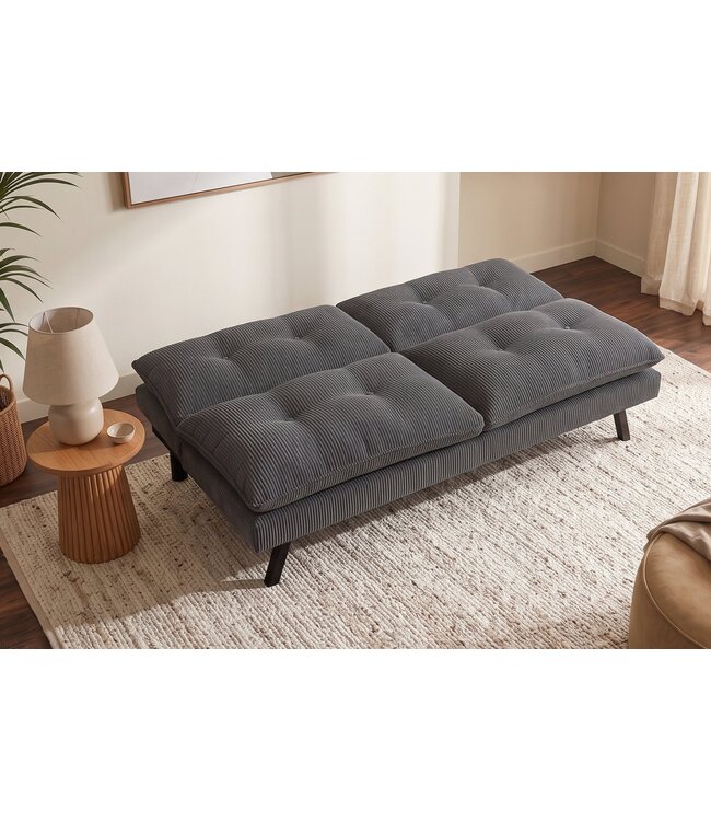 Invicta Interior Slaapbank COCOONING 190cm 3-zits grijs cord - 48471