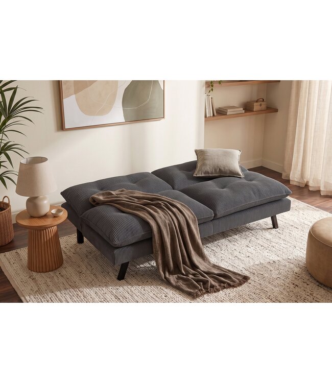 Invicta Interior Slaapbank COCOONING 190cm 3-zits grijs cord - 48471