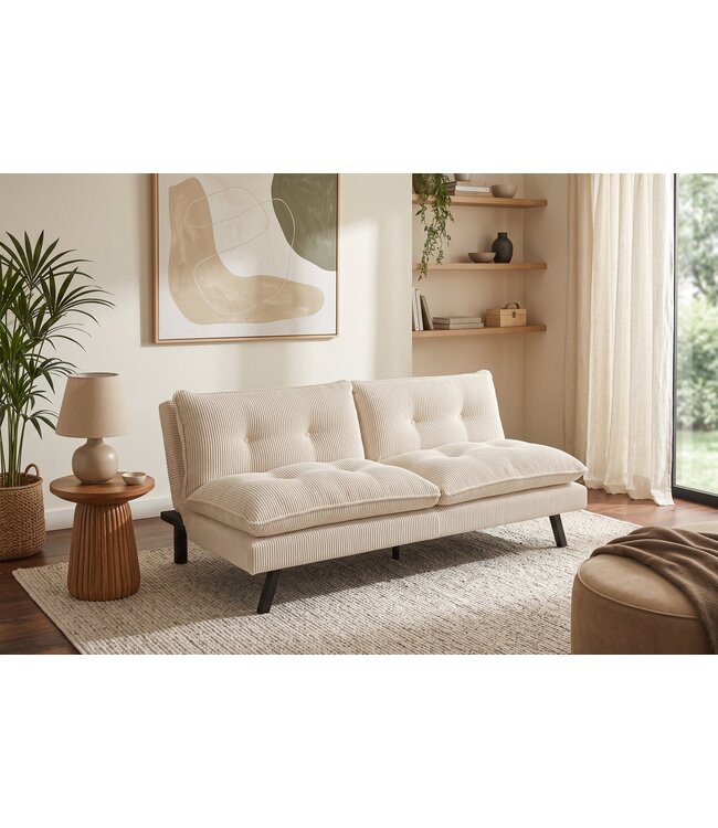 Invicta Interior Slaapbank COCOONING 190cm 3-zits cord beige - 48472