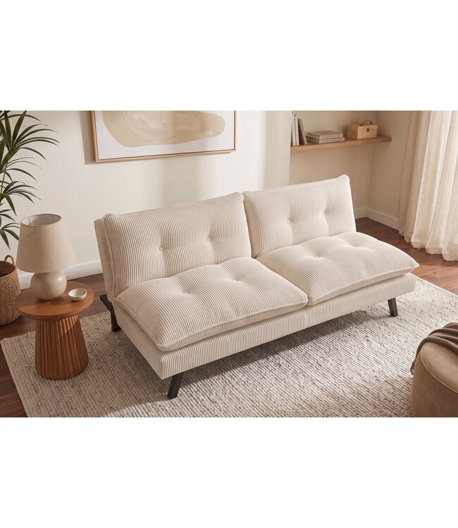 Invicta Interior Slaapbank COCOONING 190cm 3-zits cord beige - 48472