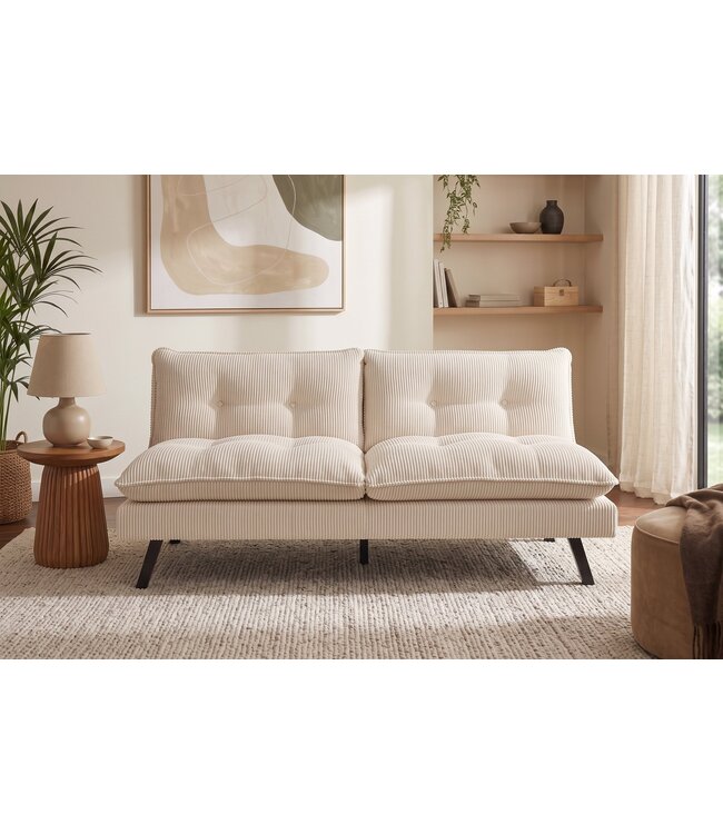 Invicta Interior Slaapbank COCOONING 190cm 3-zits cord beige - 48472