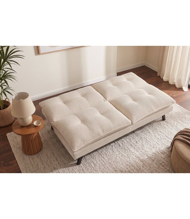 Invicta Interior Slaapbank COCOONING 190cm 3-zits cord beige - 48472