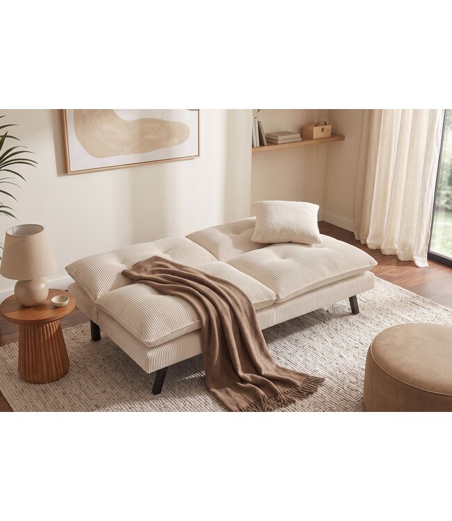 Invicta Interior Slaapbank COCOONING 190cm 3-zits cord beige - 48472