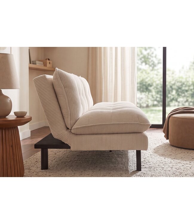 Invicta Interior Slaapbank COCOONING 190cm 3-zits cord beige - 48472