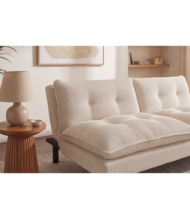 Invicta Interior Slaapbank COCOONING 190cm 3-zits cord beige - 48472