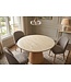 Invicta Interior Eettafel UNIQUE 120cm rond eikenhout fineer met keramisch blad travertijn steen - 48523