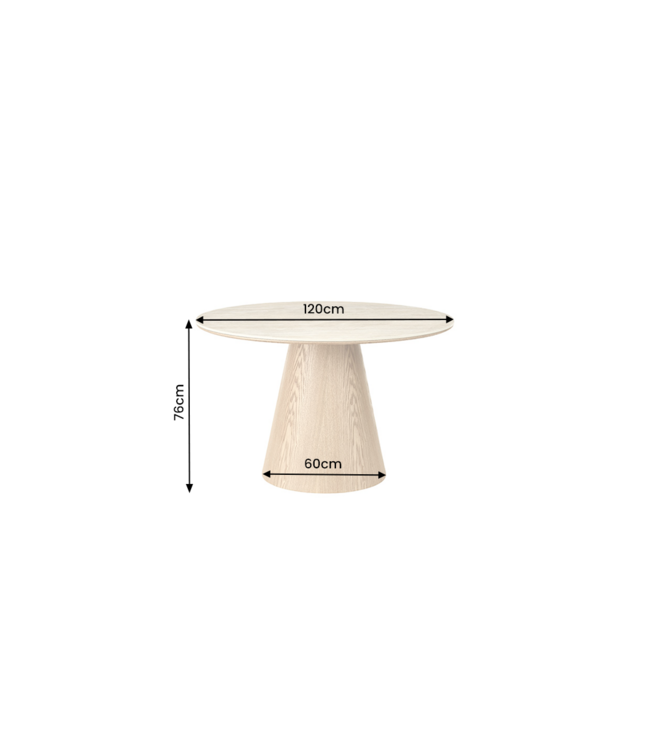 Invicta Interior Eettafel UNIQUE 120cm rond eikenhout fineer met keramisch blad travertijn steen - 48523